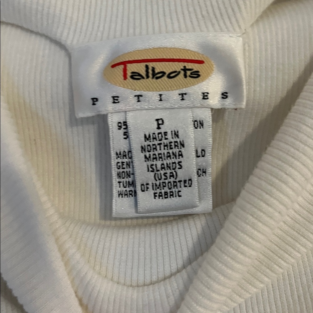 Talbots White Ribbed Mock Neck Top - Picture 2 of 5